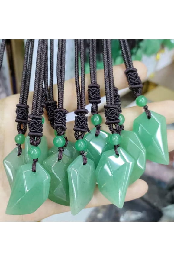 10pcs Natural Green Aventurine Gems Stone wolf tooth Pendants Necklace Amulet