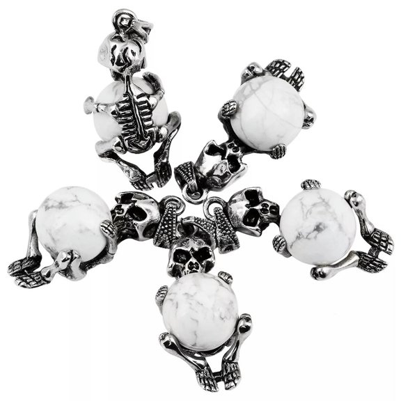 HOOUN 10pcs Natural Howlite Stone Skull Pendant Healing Reiki Gemstone Jewelry Making
