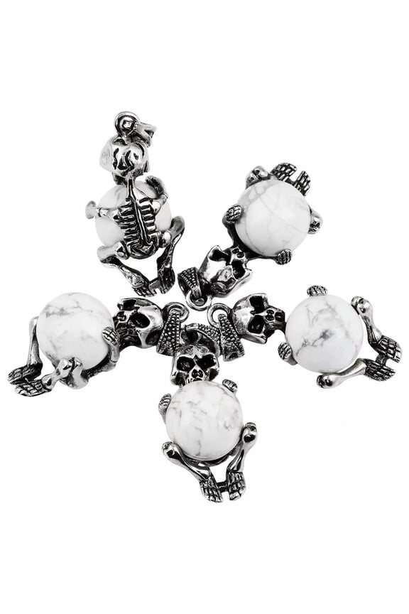 10pcs Natural Howlite Stone Skull Pendant Healing Reiki Gemstone Jewelry Making