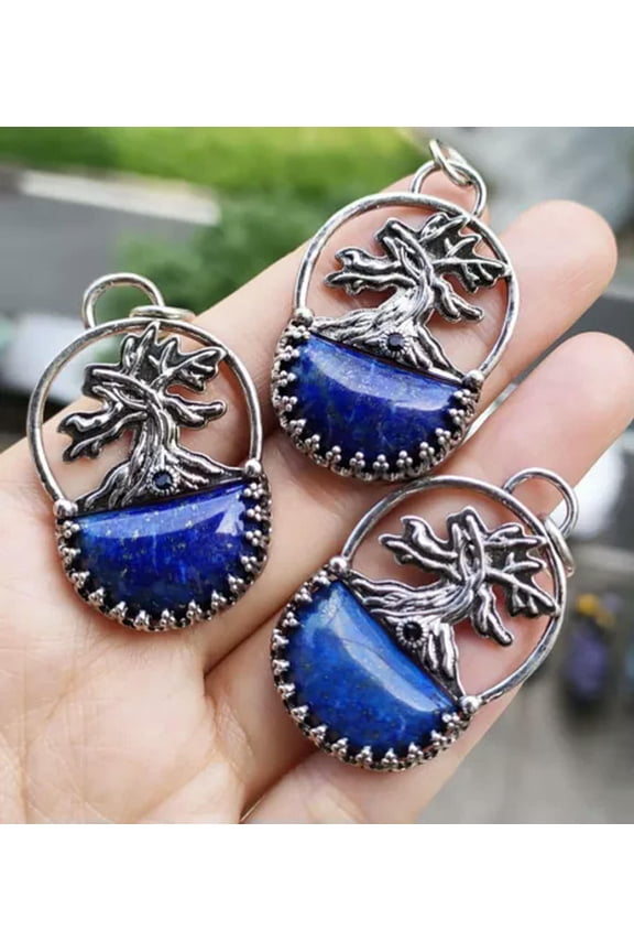10pcs Natural Lapis Lazuli Gems Tree Pendants Magic Reiki Healing Amulet