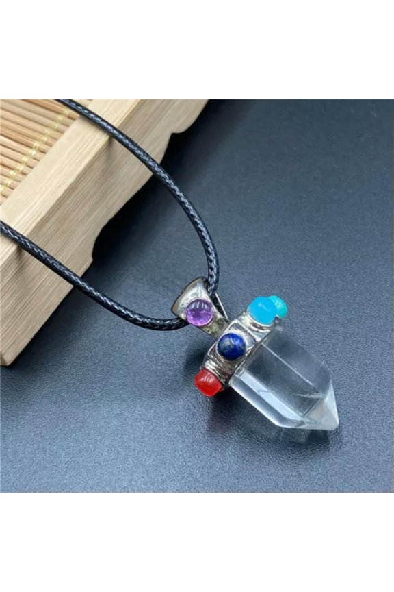 10pcs Natural Quartz Stone Hexagonal Column Healing Point Cut Reiki Pendant-Clear quartz
