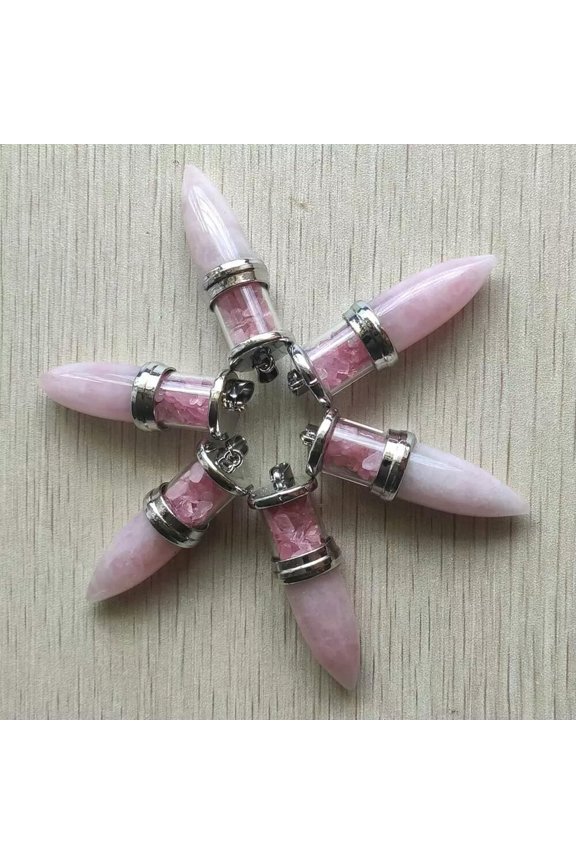 10pcs Natural Roses Quartz Stone Bullet Chakra Pendulum Pendants Reiki Healing