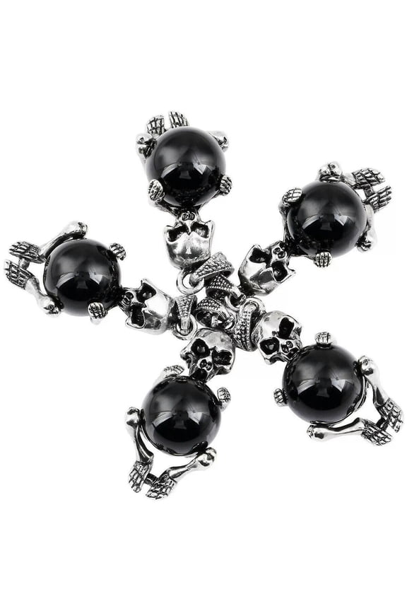 10pcs Natural Stone Black Onyx Skull Pendant Healing Reiki Jewelry Making DIY