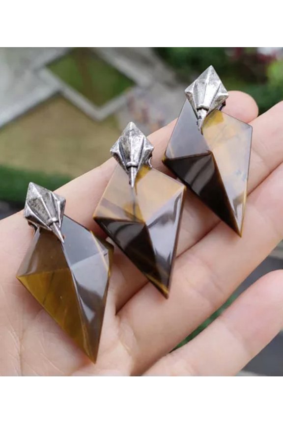 10pcs Natural tiger eye Gems Pendants Magic wand Reiki Healing Amulet