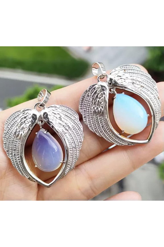 10pcs Opal Gems Angel Wing Pendants Pair Magic Reiki Healing Amulet