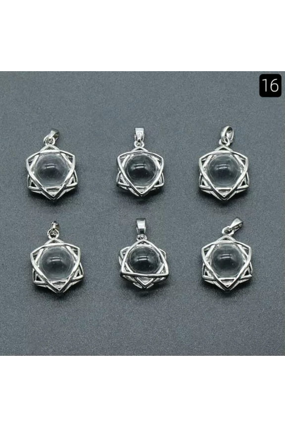 10pcs Quartz Agate Gem stone Mer-Ka-Ba Pendants Prism Magic Reiki Healing Amulet-Clear Quartz