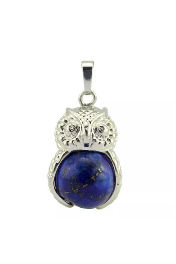 10pcs Quartz Agate Stone Owl Pendant Necklace Chakra Reiki Healing Amulet Energy-Lapis Lazuli