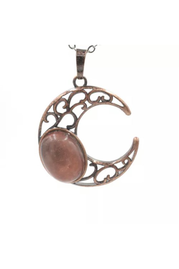 10pcs Quartz Beads Inlaid Retro Moon Gemstone Pendants Necklace Jewelry Making-Watermelon quartz