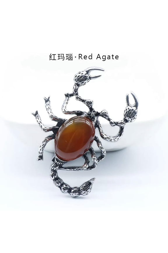 10pcs Red Agaet Gem stone Crystal Scorpion Design Brooch Pendants Amulet