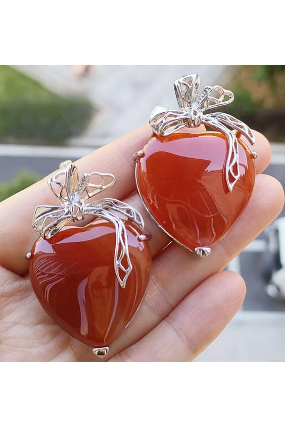 10pcs Red Agate Gems Heart Pendants Couple Love Magic Reiki Healing Amulet