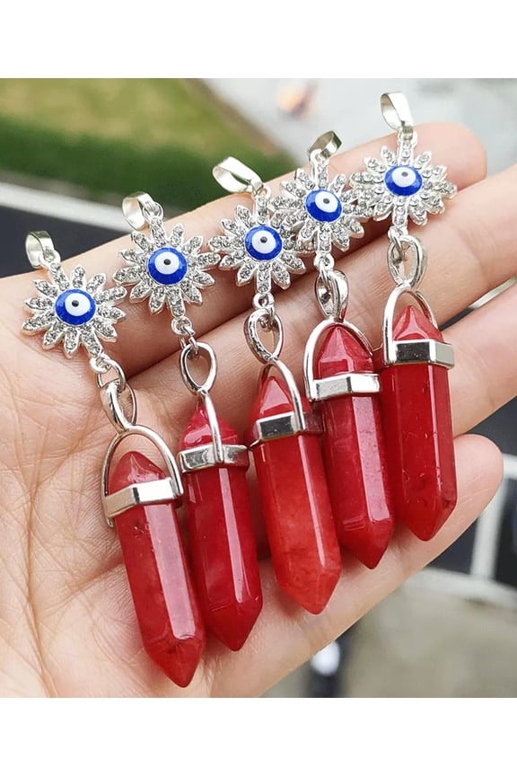 10pcs Red Jade Gems Sun Pendants Chakra Reiki Amulet Chrismas gift