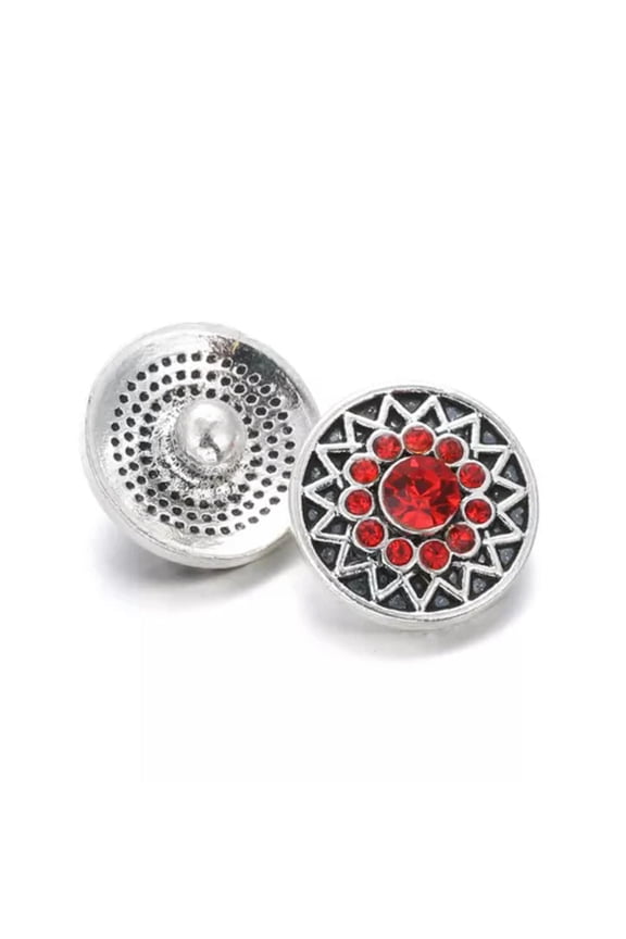 10pcs Rhinestone Sunflower Chunk Snap Buttons Fit 12mm Snap Bracelet Jewelry -Red