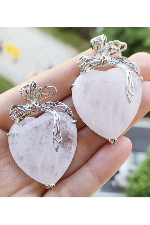 10pcs Rock Quartz Gems Heart Pendants Couple Love Magic Reiki Healing Amulet