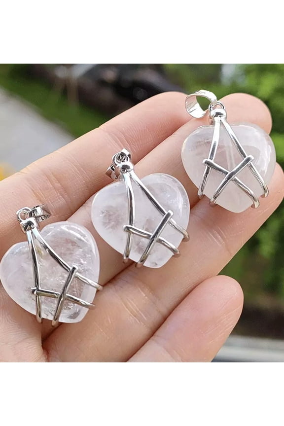 10pcs Rock Quartz Gems Heart Pendants Prism Magic Reiki Healing Chakra Amulet
