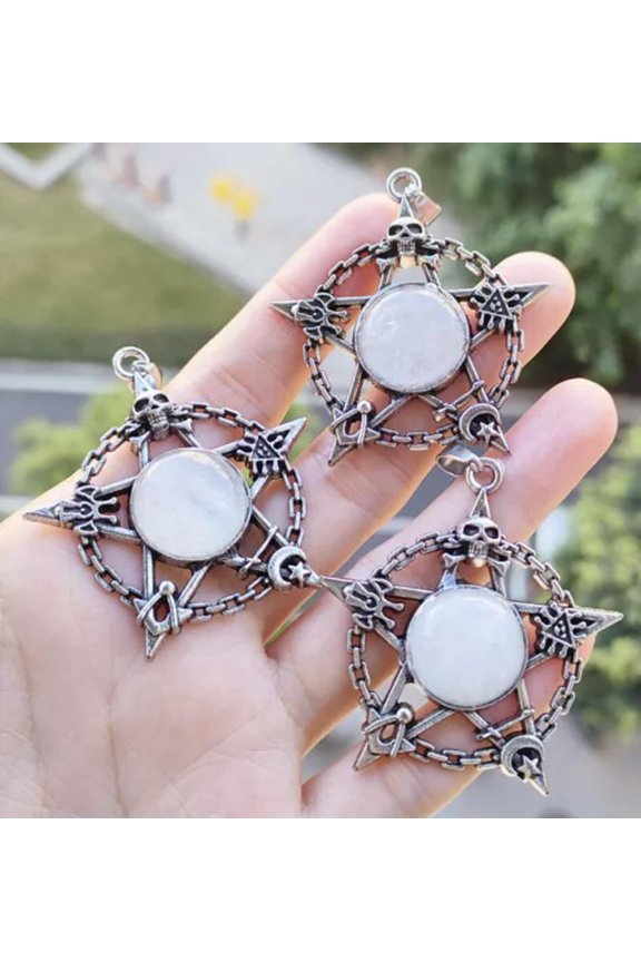 10pcs Rock Quartz Gems Star Skull Moon Pendants Chakra Reiki Healing Amulet