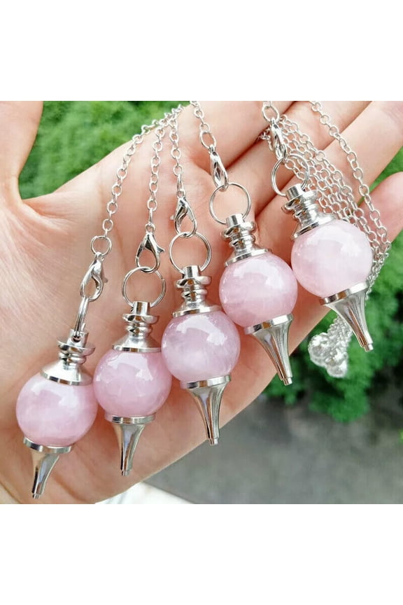10pcs Rose Quartz Stone Ball Pendulum Pendants Prism Magic Wand Reiki Healing