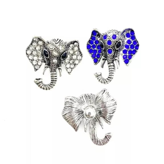 HOOUN 10pcs/Set Elephant Crystal Chunk Snap Buttons Fit 18mm Drill Ginger Snap Jewelry-Clear