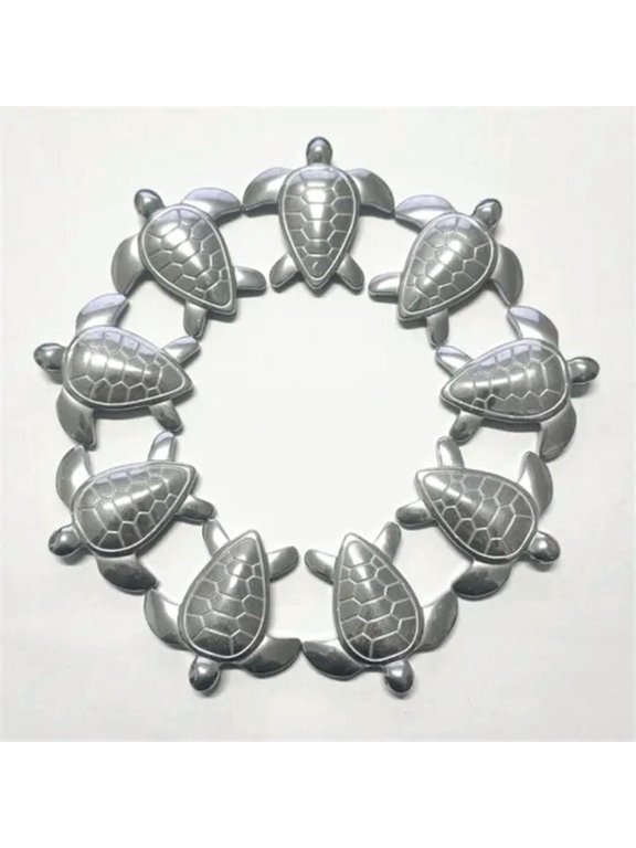 10pcs Silver Hematite Carved Sea Turtle Pendant Bead 43x43x7mm Jewelry Making