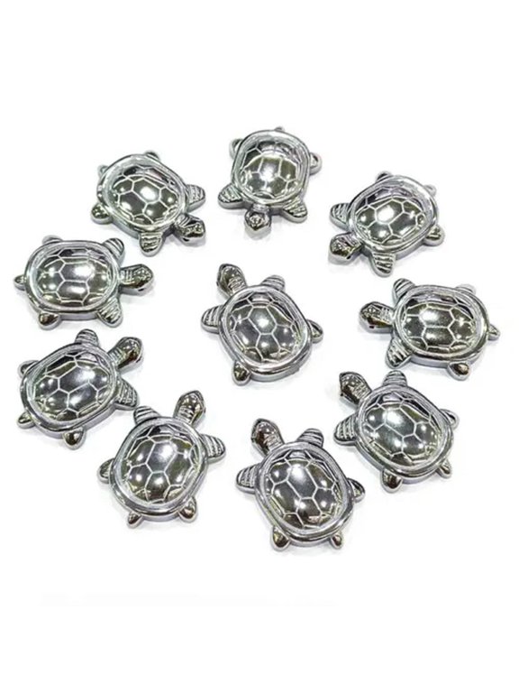 10pcs Silvery Carved Hematite Turtle Pendant Bead 40x40x7mm Jewelry Making