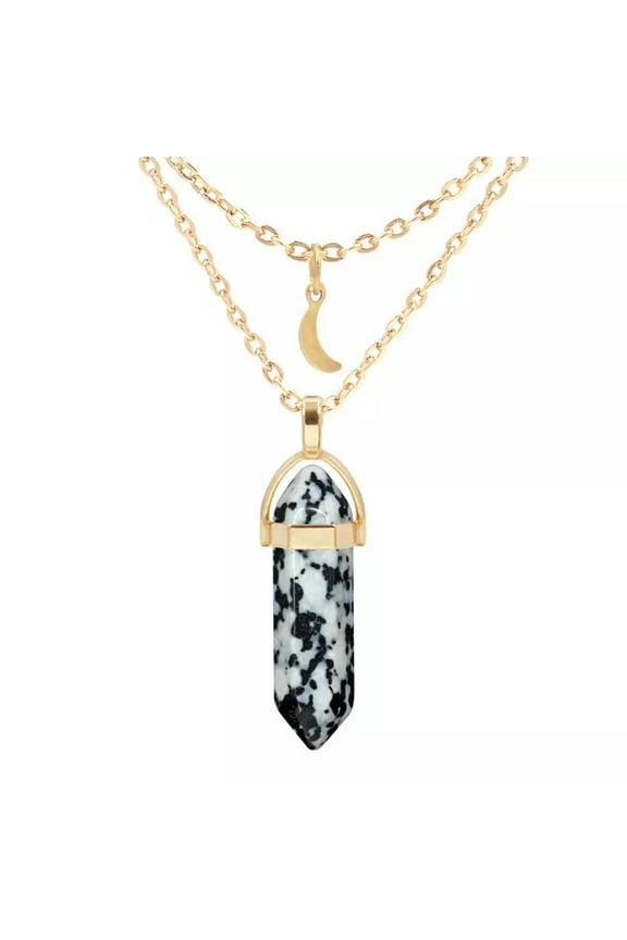 10pcs Snow Obsidian Stone Layered Necklace Hexagonal Chakra Healing Amulet