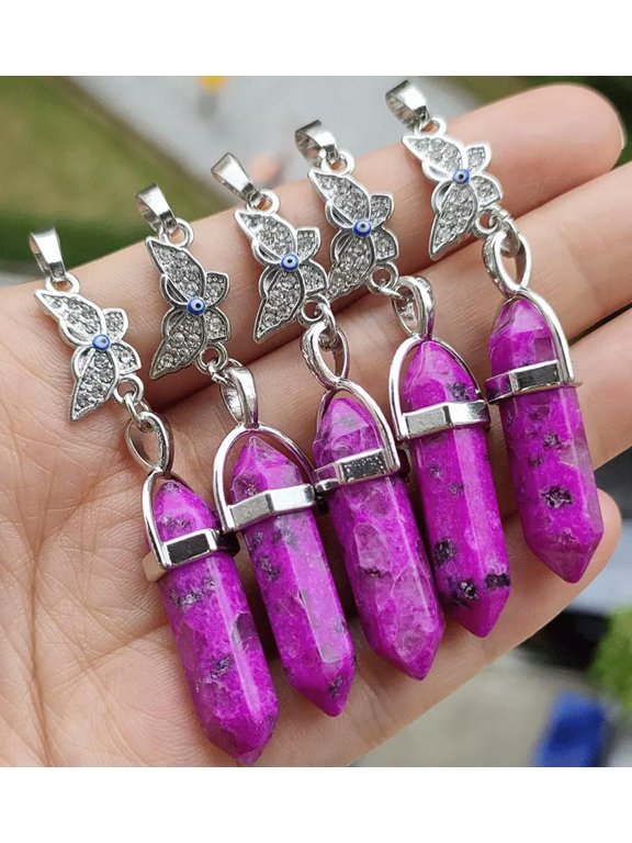 10pcs Sugilite Gems Butterfly Pendants Chakra Reiki Amulet Chrismas gift