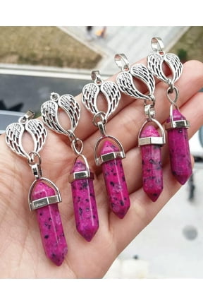 10pcs Sugilite Gems stone Angel Heart Pendants Chakra Reiki Healing Amulet