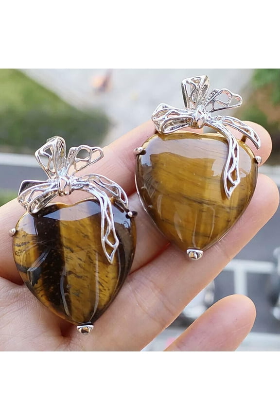 10pcs Tiger eye Gems Heart Pendants Couple Love Magic Reiki Healing Amulet