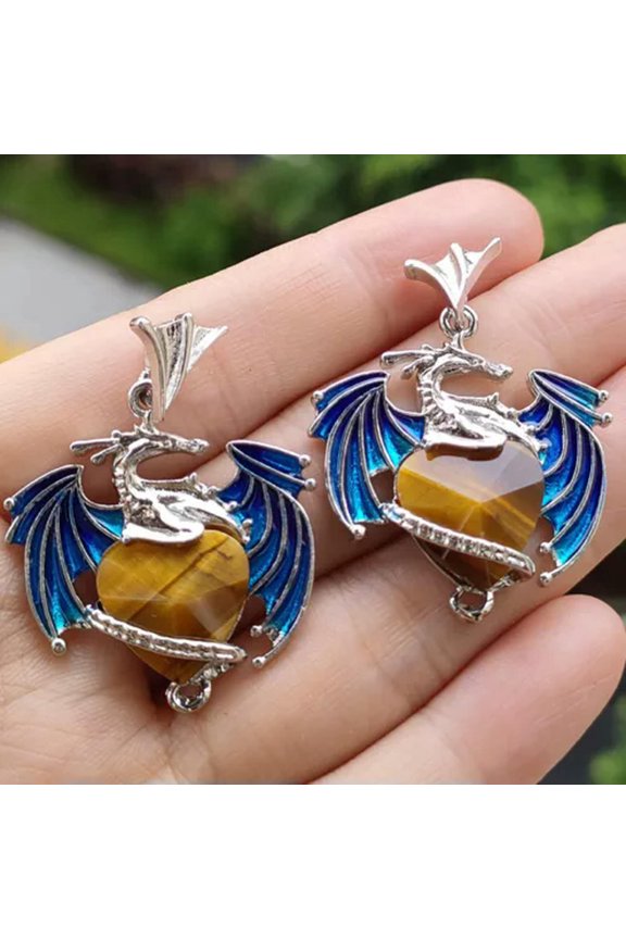 10pcs Tiger eye Gems wyvern wivern Pendants Heart Magic Reiki Healing Amulet