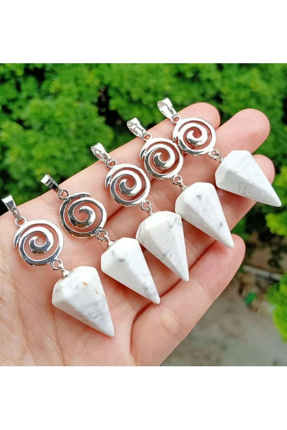 10pcs White Turquoise stone Weathy tornado Pendants Chakra Reiki Healing Amulet