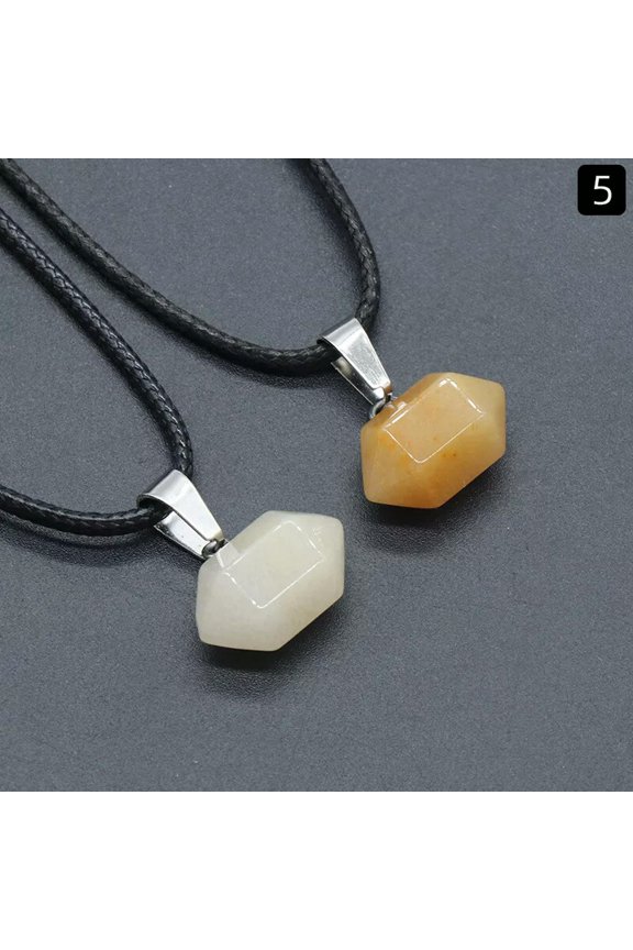 10pcs Yellow Jade Chakra stone Gems mini Hexagonal Pointed Reiki Pendants