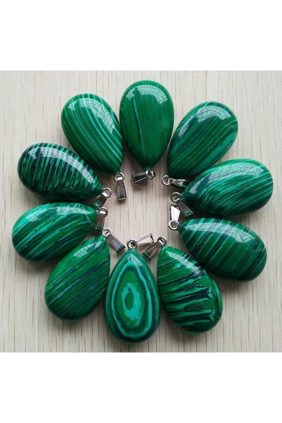 10pcs/lot Malachite Stone Pendants 25x40mm Charms for Jewelry Making DIY