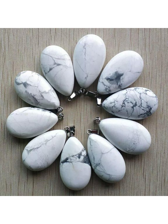 10pcs/lot Natural Stone White Howlite Pendants 25x40mm Charms Jewelry Making