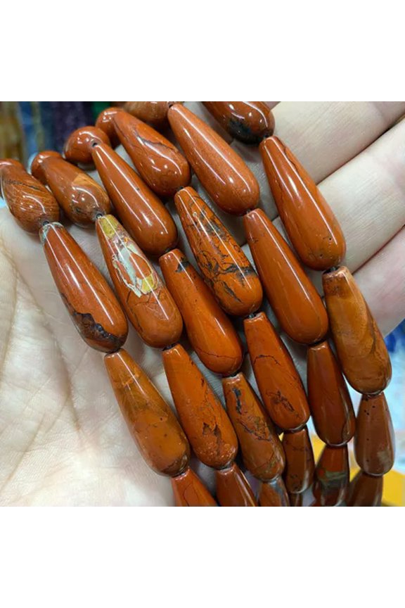 10x30mm Natural Water Drop Gemstone Amethyst Agate for Jewelry Make DIY Earrings-Red Jasper-2 beads a pack