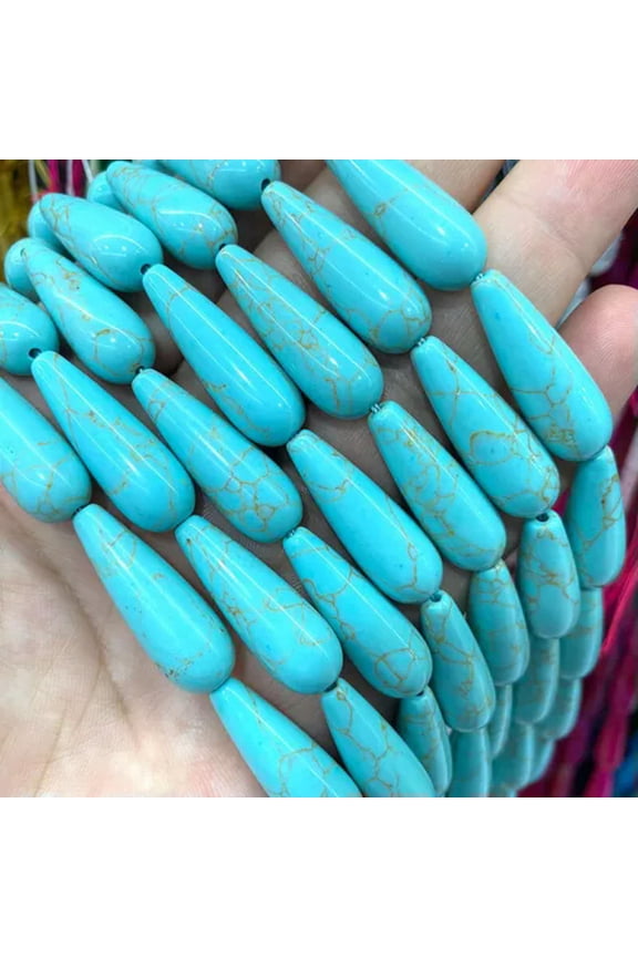 10x30mm Natural Water Drop Gemstone Amethyst Agate for Jewelry Make DIY Earrings-blue turquoise-2 beads a pack