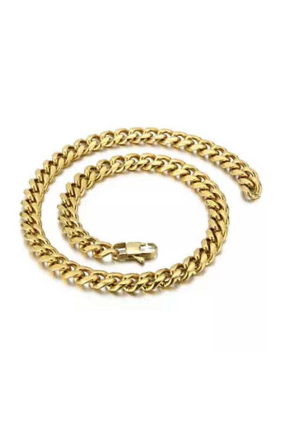 11mm 18''/22''/24' Large Polished Miami Curb Link Chain Necklace Stainless Steel-22 inches-gold