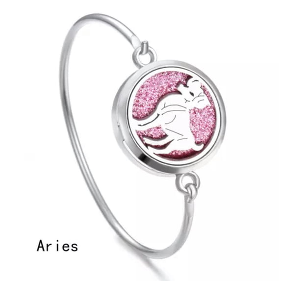 HOOUN 12 Constellation Aromatherapy Perfume Diffuser Locket Hook Bangle Jewelry Gift -01 Aries