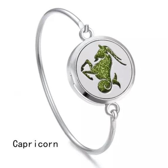 HOOUN 12 Constellation Aromatherapy Perfume Diffuser Locket Hook Bangle Jewelry Gift -01 Capricorn