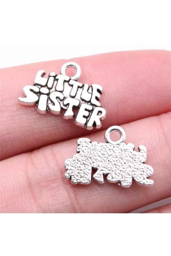 120 Pcs Antique Silver Little Sister Charms Pendant 19x13MM B16221