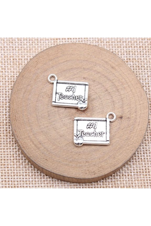 120 Pcs Antique Silver Teacher Charms Pendant 19x15MM B16643