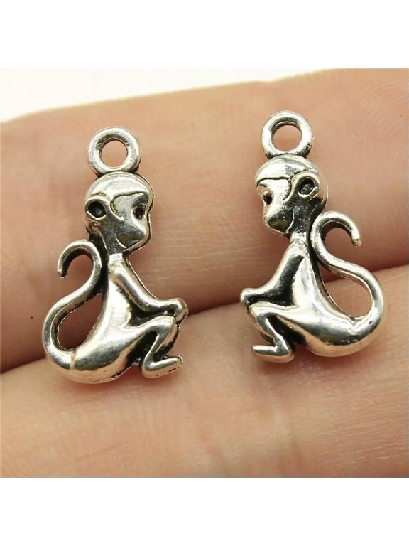 120 Pcs Antique Silver monkey Charms Pendant 20x10MM B12310