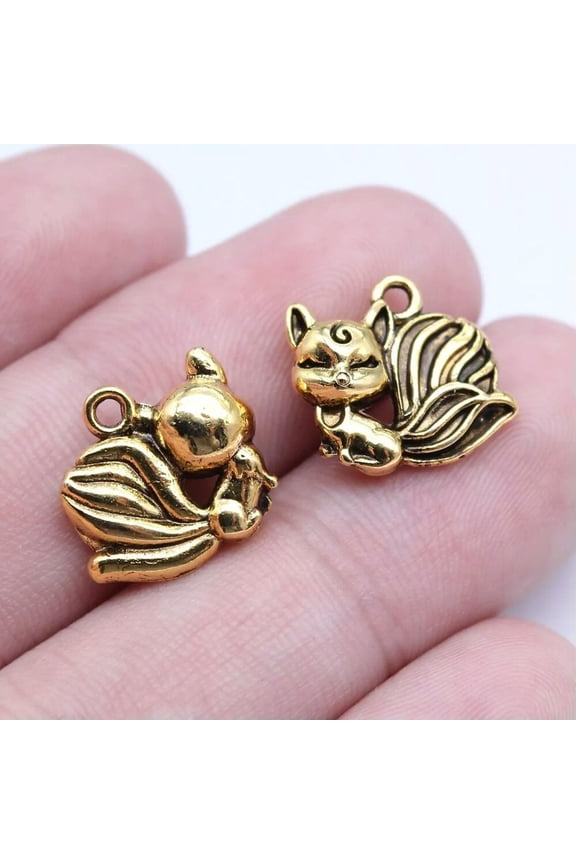 120 Pcs Antique gold plated nine-tailed fox Charms Pendant 14x13MM B16978