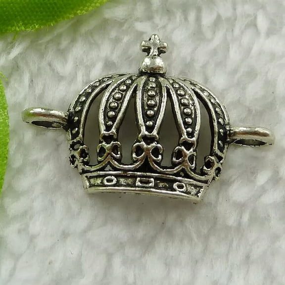 HOOUN 120 pcs tibet silver crown connectors 32x22mm B1538