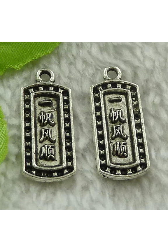 124 pieces tibet silver "Everything is going smoothly. " charms 28x12mm B3634