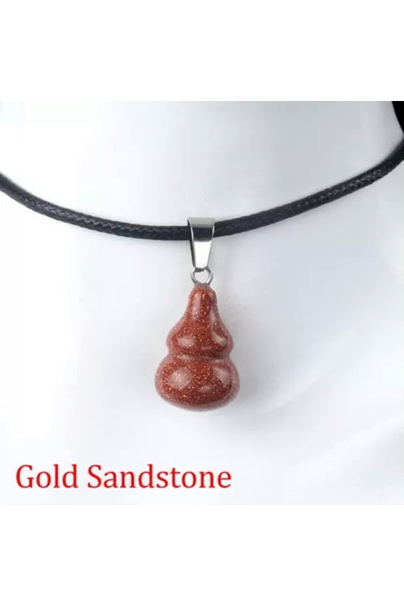 13*20mm Crystal Stone Gourd-shaped Gemstone Beads Pendant for Jewelry Making DIY-Gold Sandstone-1PC (No Rope)