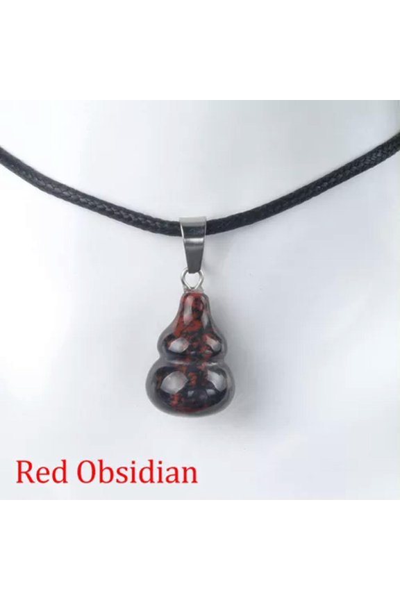 13*20mm Crystal Stone Gourd-shaped Gemstone Beads Pendant for Jewelry Making DIY-Red Obsidian-1PC (No Rope)