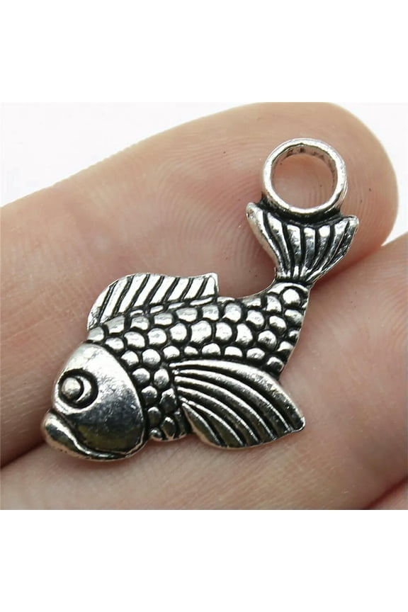 140 Pcs Antique Silver Fish Charms Pendant 32x19MM C12132