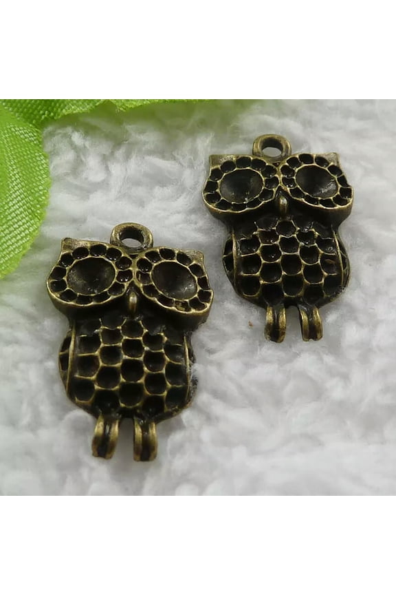 140 pcs bronze plated owl charms 25x16mm B878