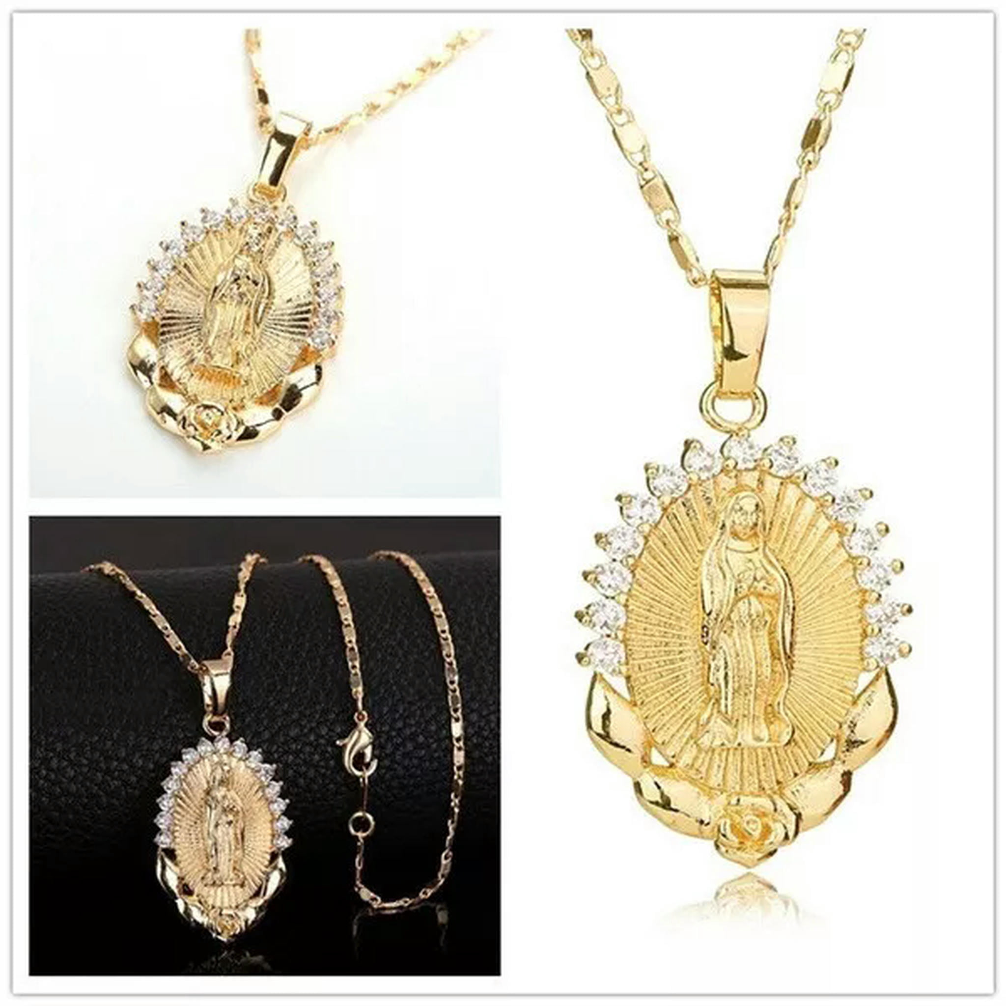 HOOUN 14k Gold Filled God Mother Virgin Mary Blessed Holy Crystal ...