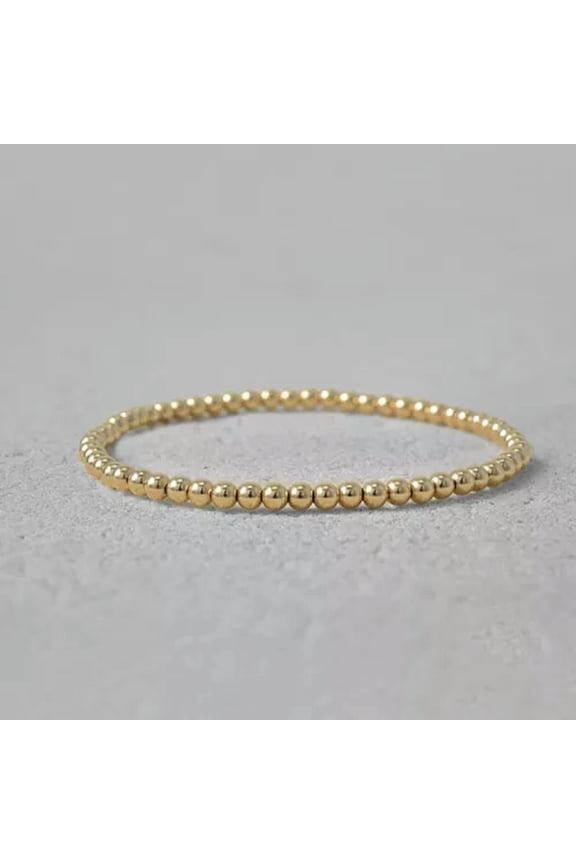 14k Gold Filled Paper Clip Chain Necklace Long Link Layered Stacking Necklaces-Copper Beads Bracelet-7''