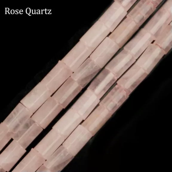 HOOUN 15"Multi-color Gemstone 5*8mm Tube Cylinder Loose Beads for Jewelry Making DIY -Rose Quartz-1 String (Random)